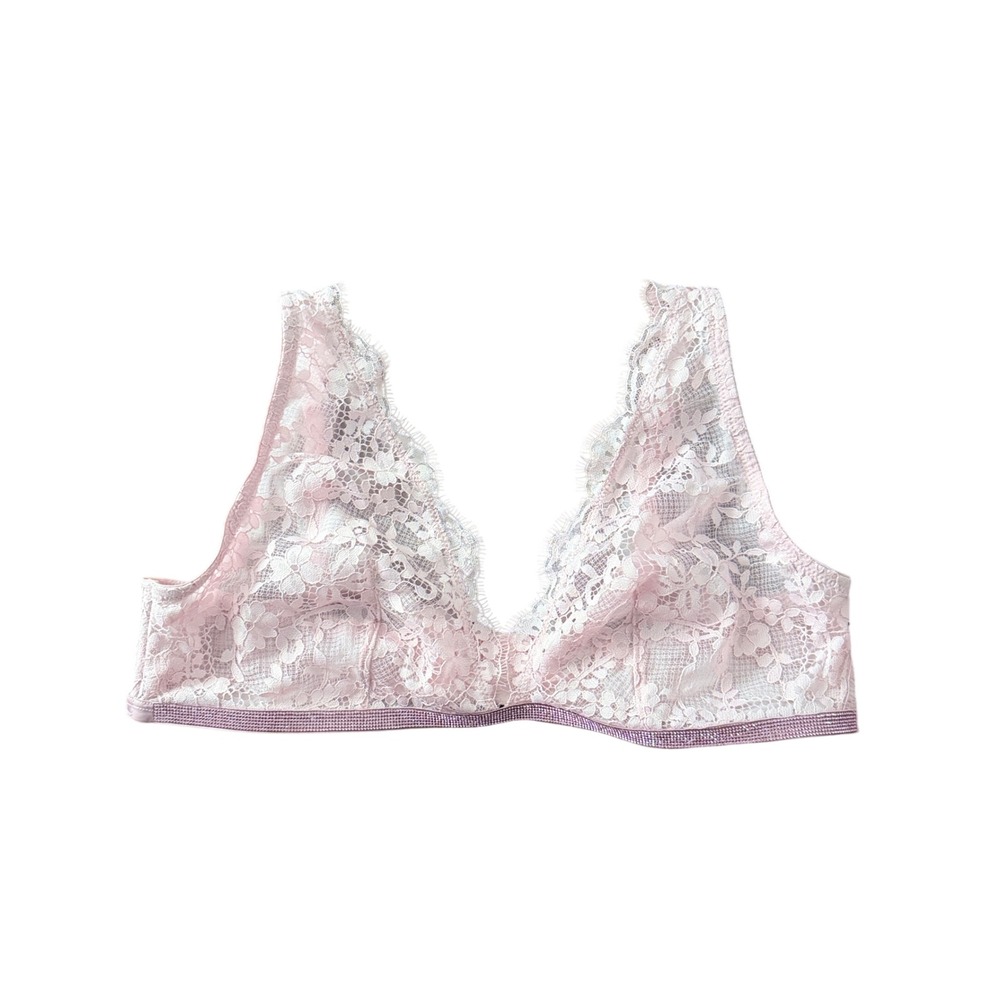Victorias Secret Dream Angels Pink Lace Rhinestone Bralette Large NEW Romantic
